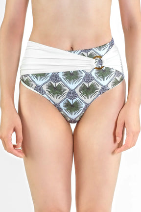 Palm Mirage High-Rise Bikini Bottom in Bone White