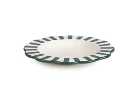 Ceramic stripe Salad Plate,  Olive green - 8.25 x 8.25 x 1.25 Inches
