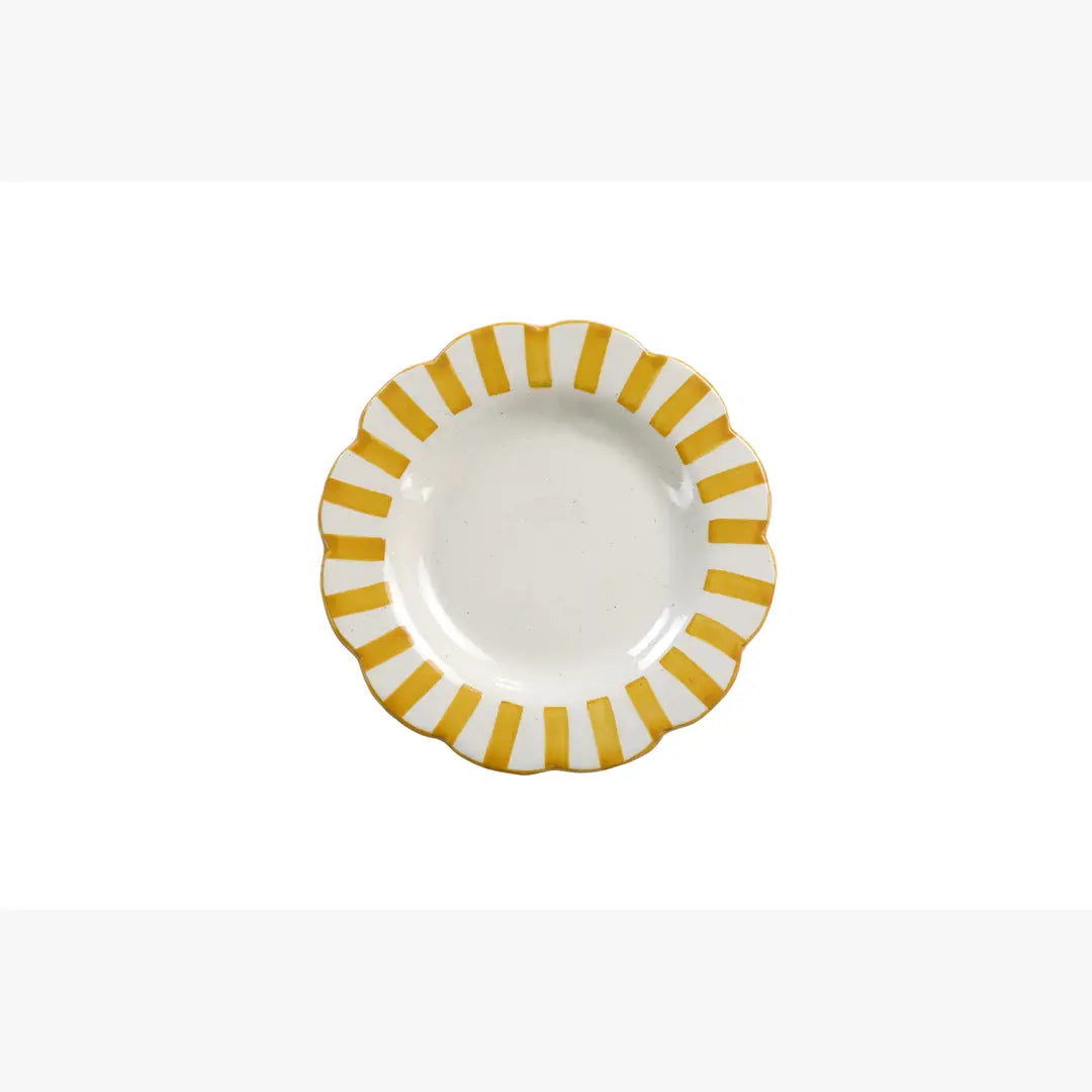 Ceramic stripe Salad Plate, Yellow , Red - 8.25x 8.25 x 1.25 Inches
