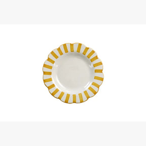 Ceramic stripe Salad Plate, Yellow , Red - 8.25x 8.25 x 1.25 Inches