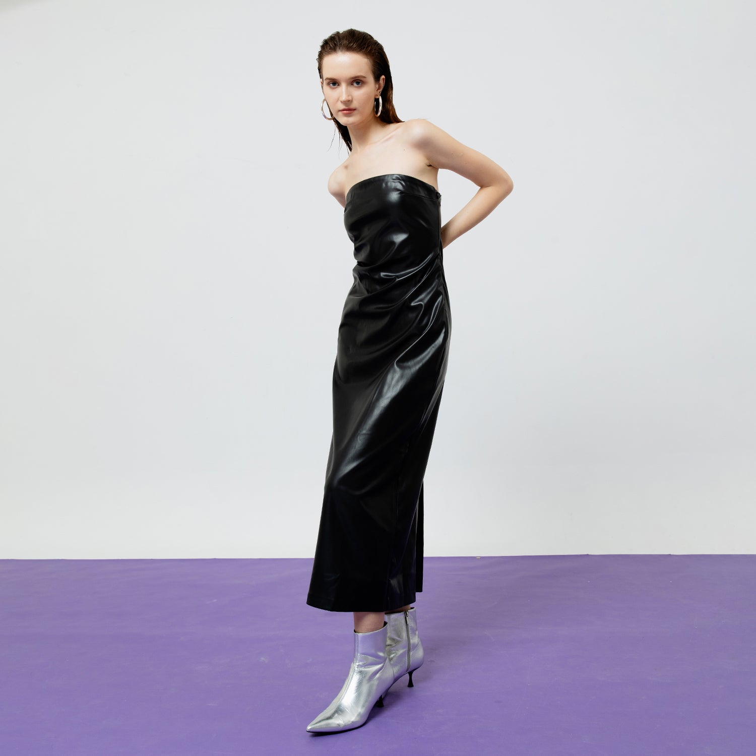 SIENNA LEATHER TUBE MIDI DRESS