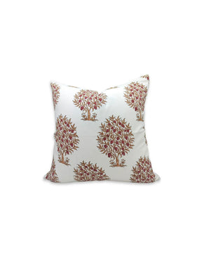 Boho  Handmade  Block Print Design Thick Cotton White Pillow Cover- Anar
