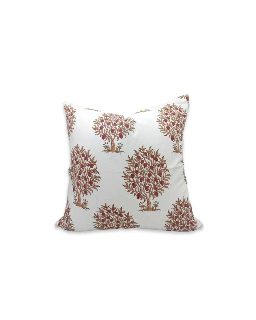 Boho  Handmade  Block Print Design Thick Cotton White Pillow Cover- Anar