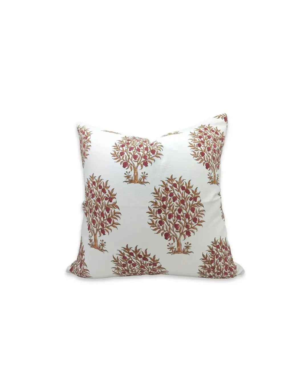 Boho  Handmade  Block Print Design Thick Cotton White Pillow Cover- Anar