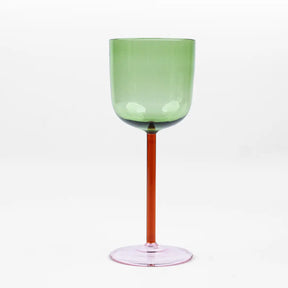 Color Pop Wine Glass - Green, 7.5 x 2.8 Inches (Set of 2)