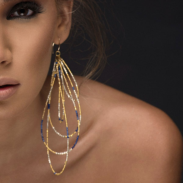 Su Ana Mixed Metal  & Lapis Teardrop Earrings