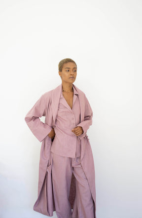 Grace Linen Robe - Pink