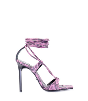 Glam Pink Reptile Heel Sandals gadot