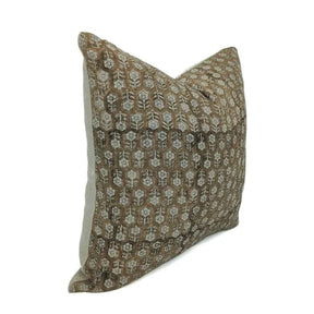 Block Print Thick Linen Designer Cushion Cover-Tulsi Buti