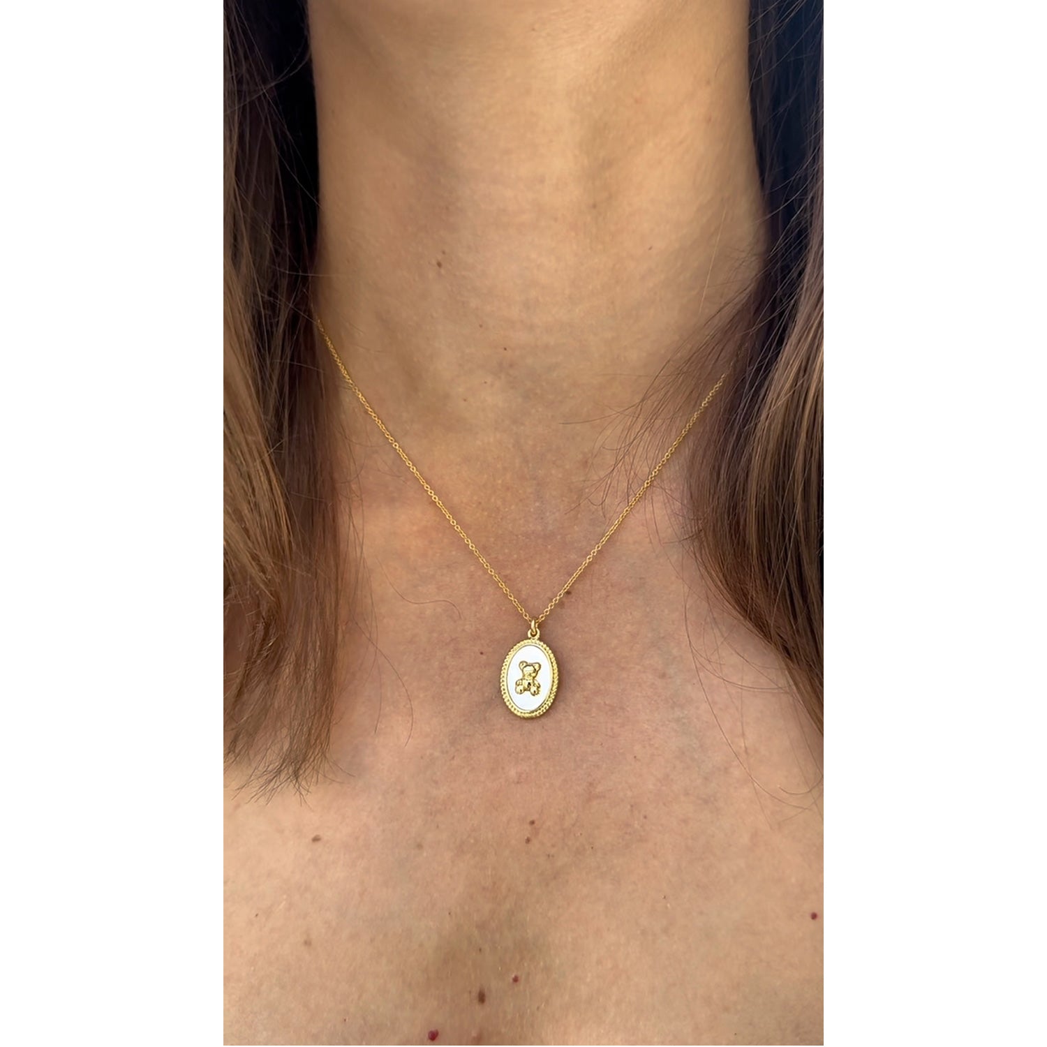 Teddy Bear Charm Gold Necklace