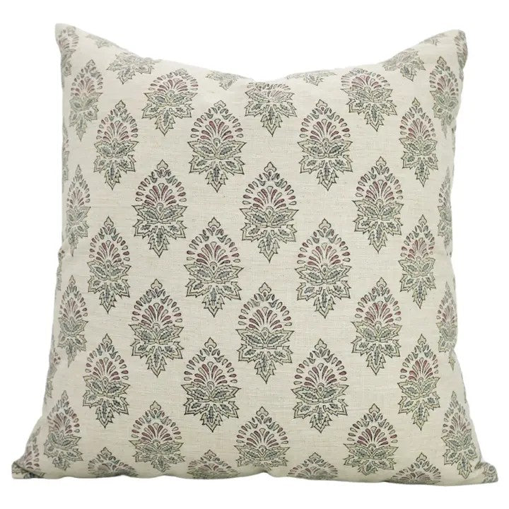 Hand Crafted Block Print Linen Blend Cushion Cover -Samrat