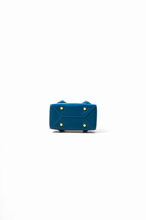 'Funmi' Blue Boxy Tote With Gold Hardware