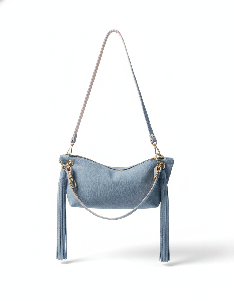 Blair Leather Denim Printed Shoulder Bag