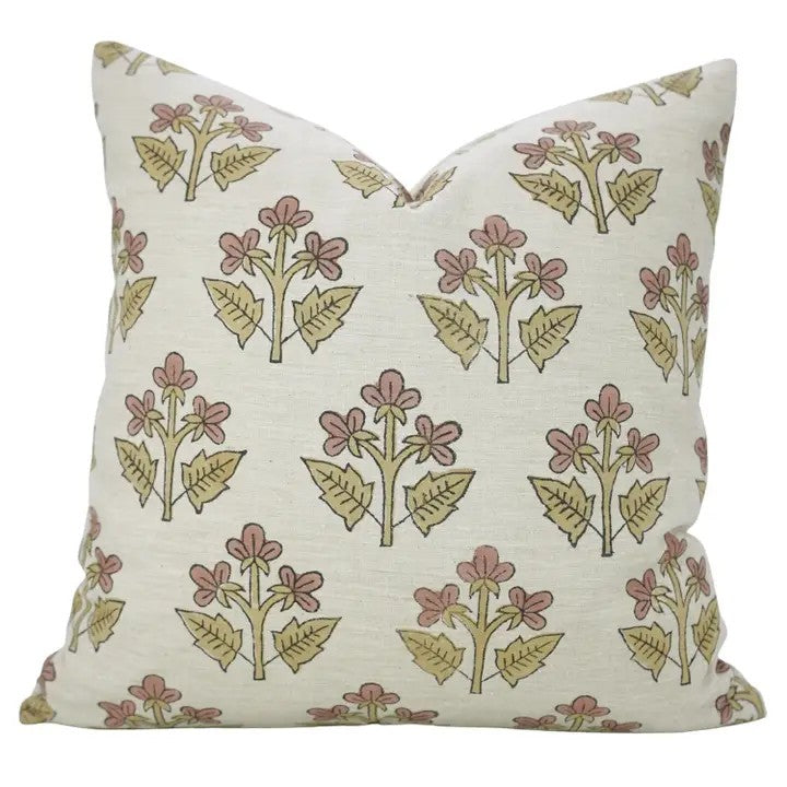 Handcrafted Block Print Linen Blend Pillow Cover - Chahat