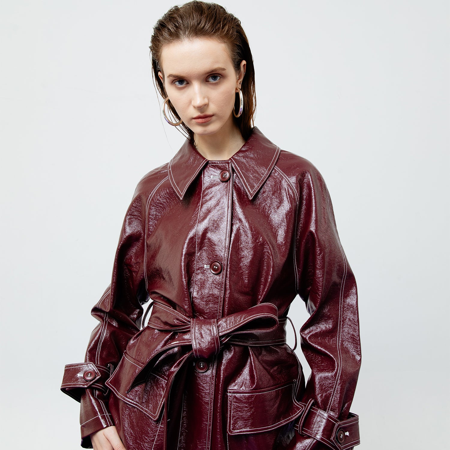BRIA LEATHER TRENCH COAT