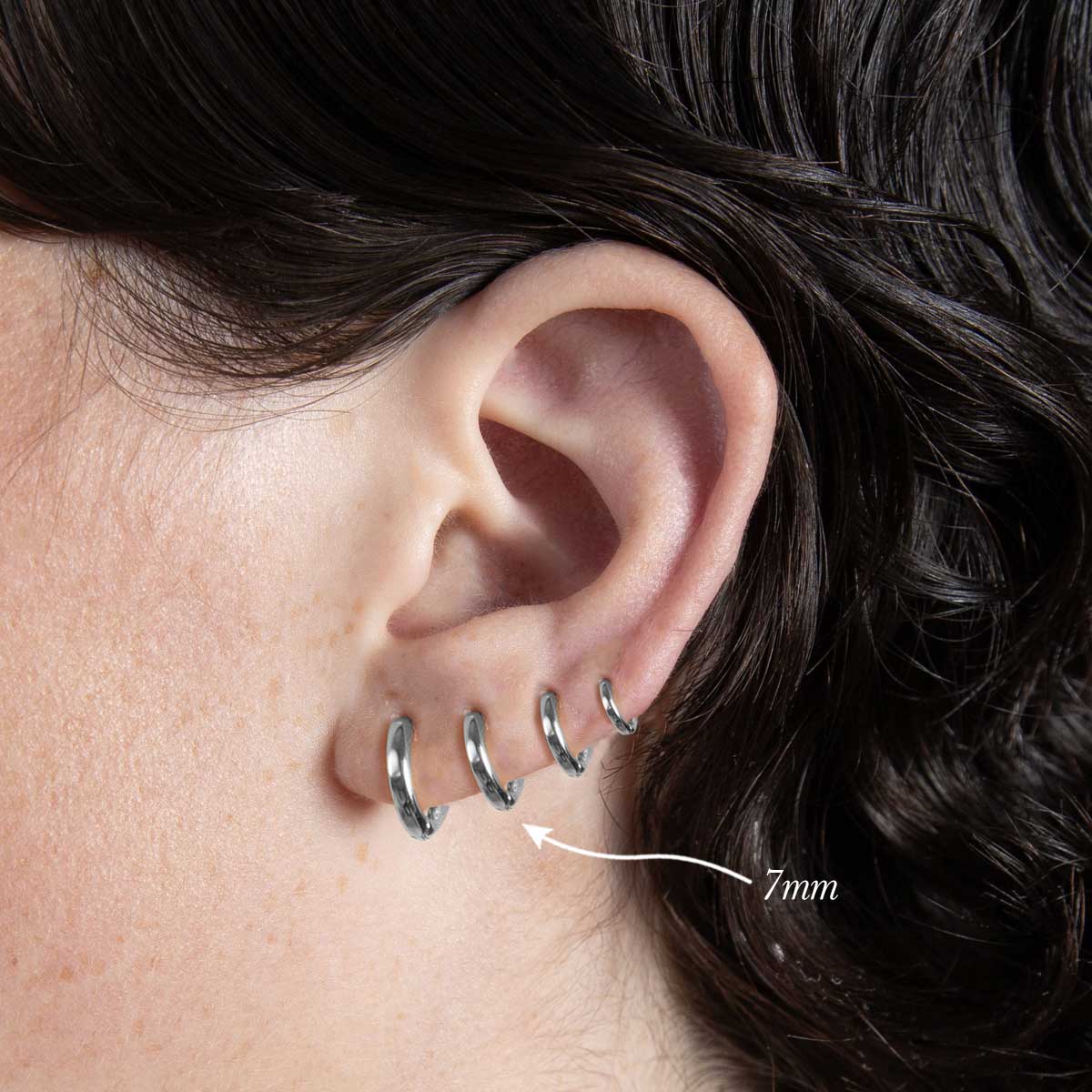 7mm Silver Huggie Earring Hoop Earrings