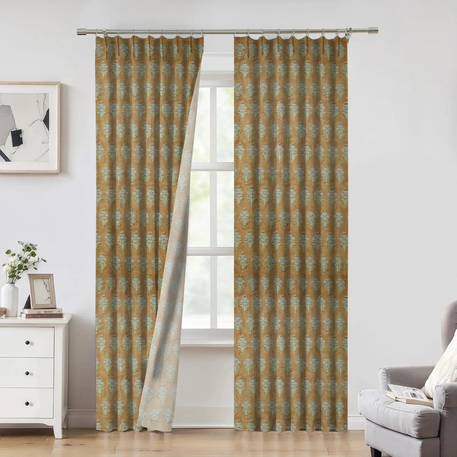 Modern Design Pure Linen Pleated Curtain - Mor Mukut