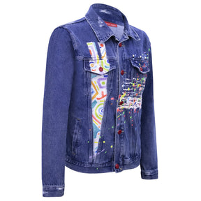 Denim jacket with colorful painted design