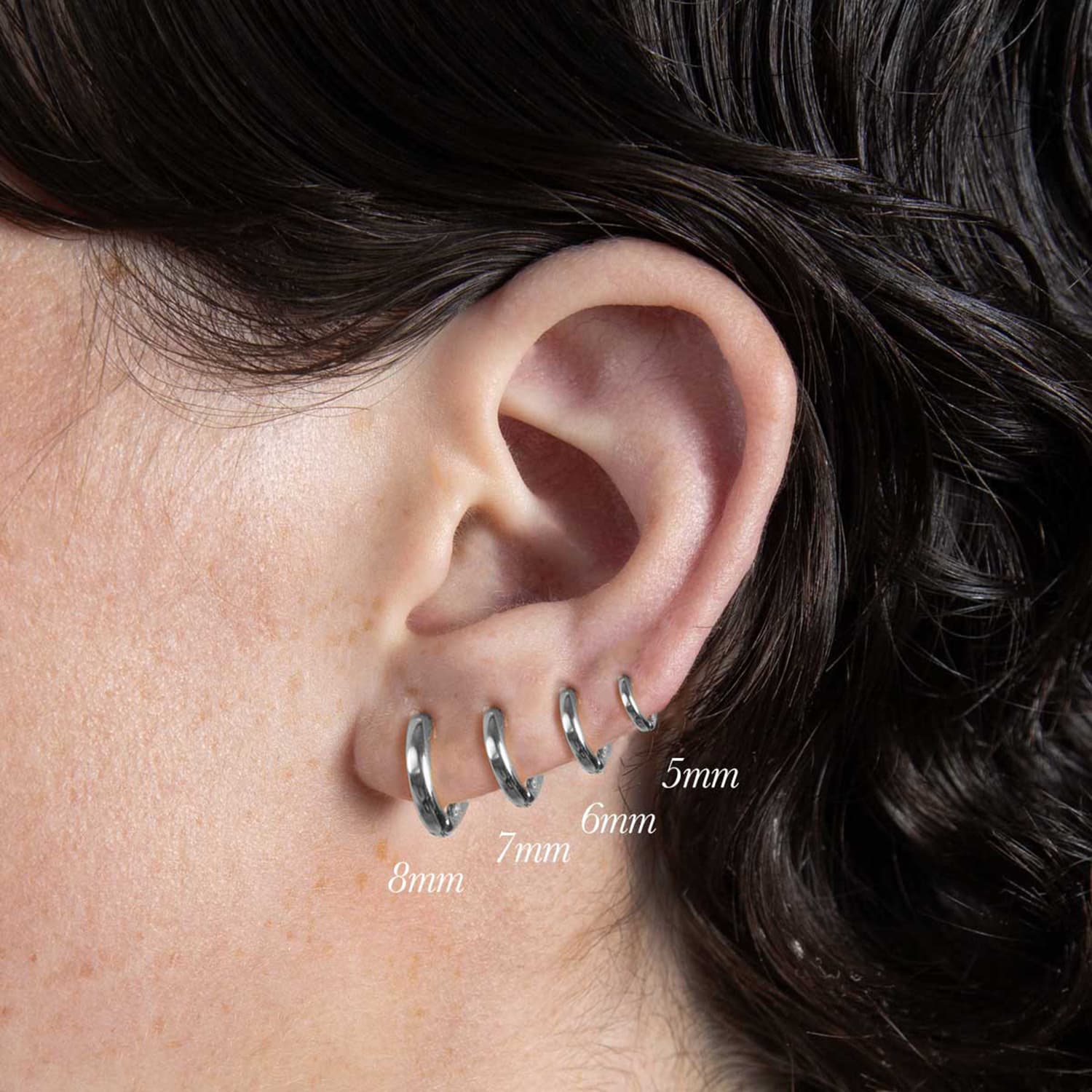 Silver Six Mm Huggie Hoop Earring