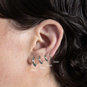 Silver Six Mm Huggie Hoop Earring