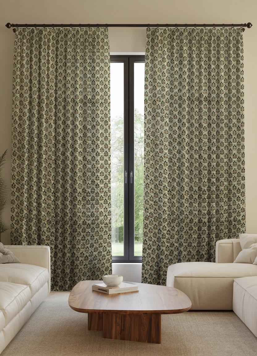 Home Decor Window Thick Linen Pleated Curtain - Alia