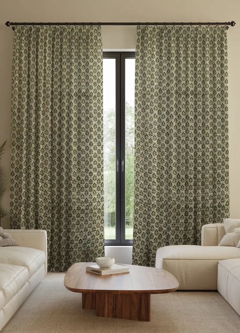 Home Decor Window Thick Linen Pleated Curtain - Alia