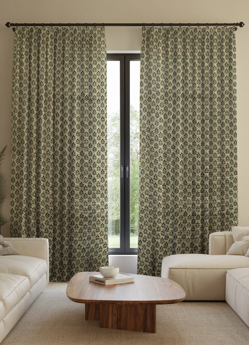 Home Decor Window Thick Linen Pleated Curtain - Alia