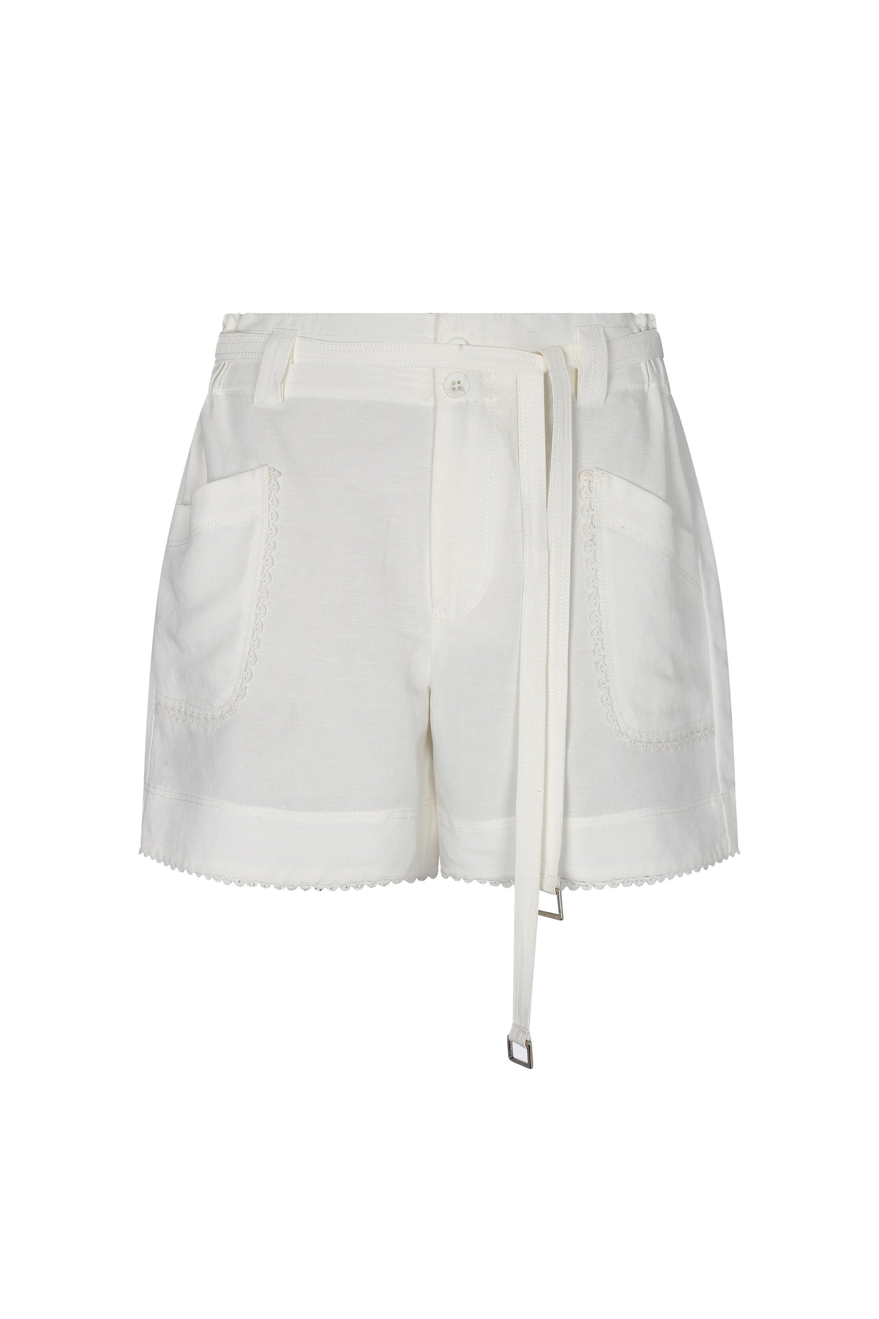 Lira Belted Linen Blend Short | Off White