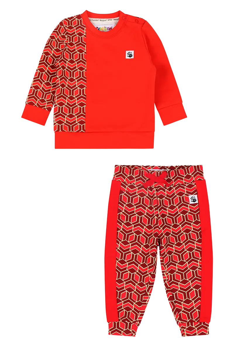 Mixed Up Clothing Boys Sweatshirt and Jogger Set Red Multicolor