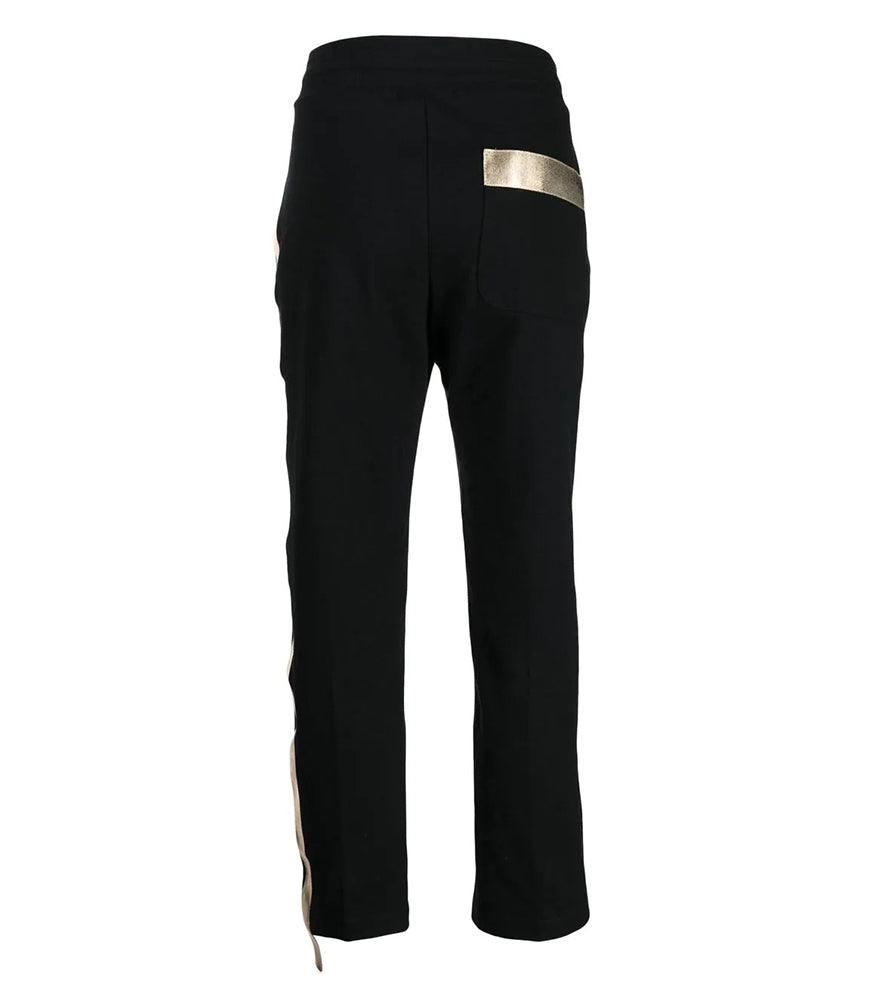 Black Cotton Sweatpants With Laminated Band