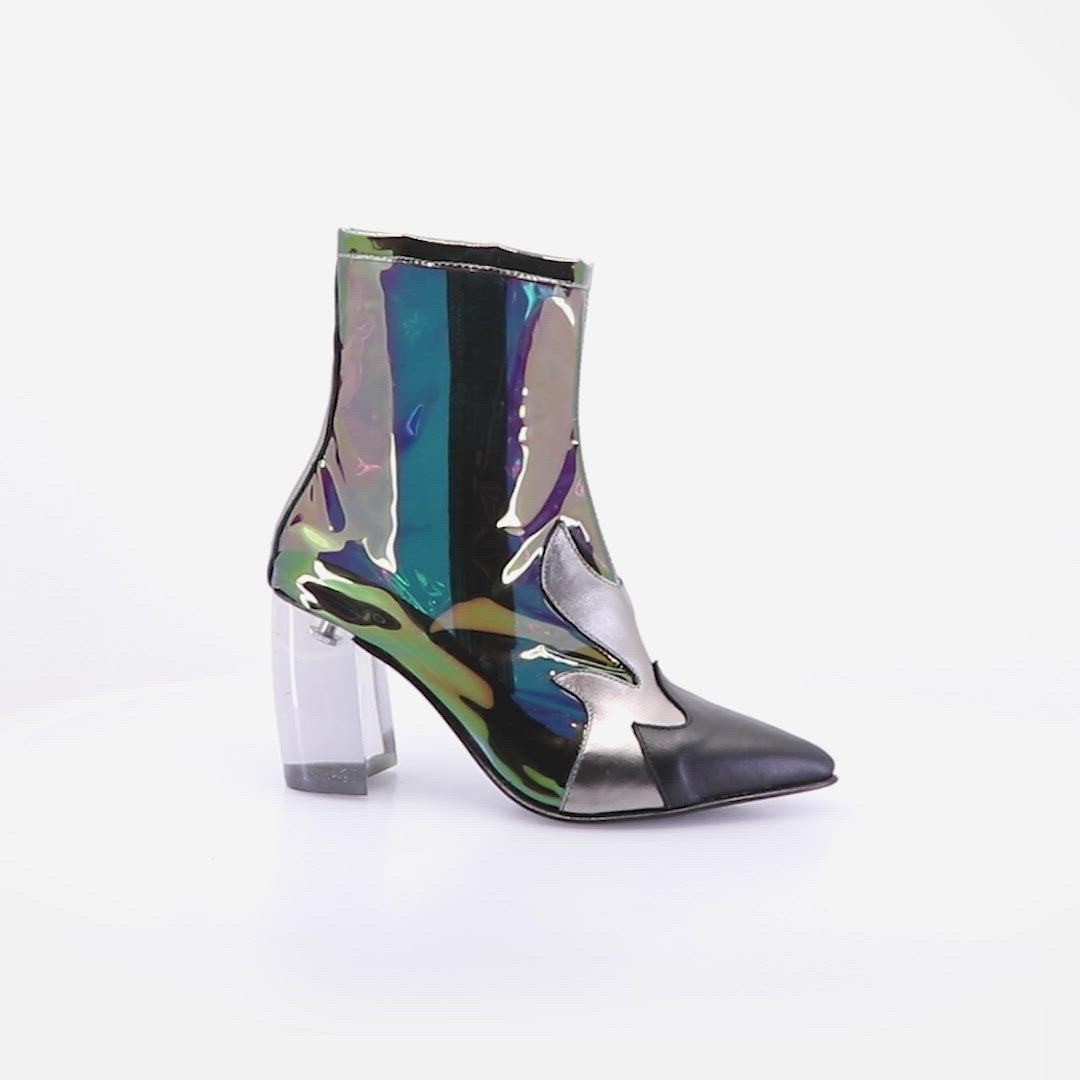 Stylish Metallic Block Heel Booties Tour