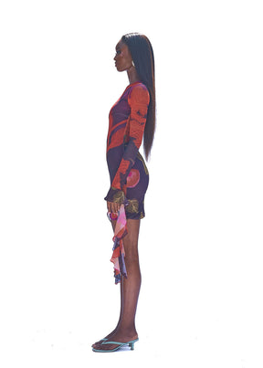 MESH MINI DRESS - PLUM CALA