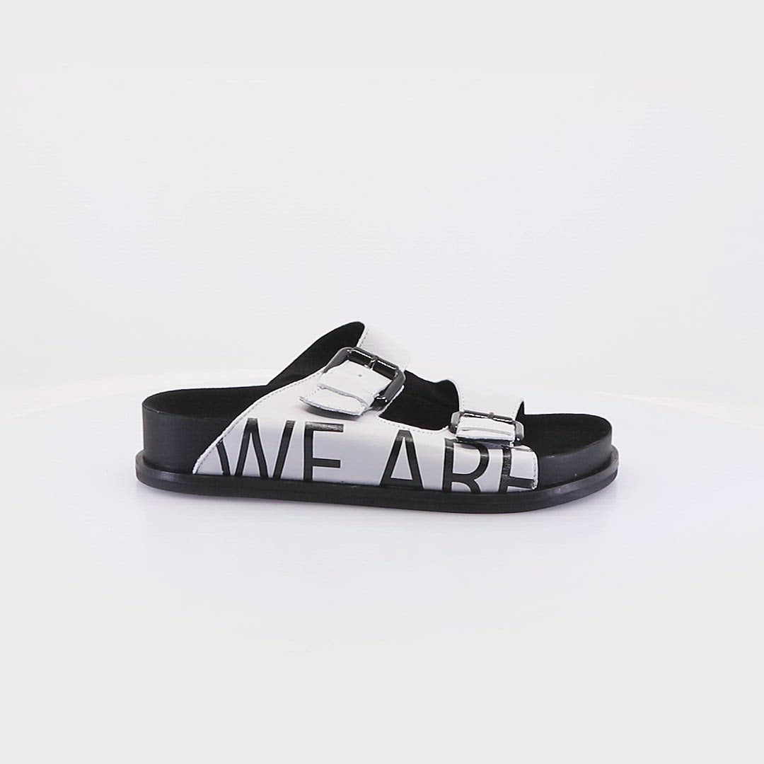 White Birk Sandals with Gloss Buckles Minty