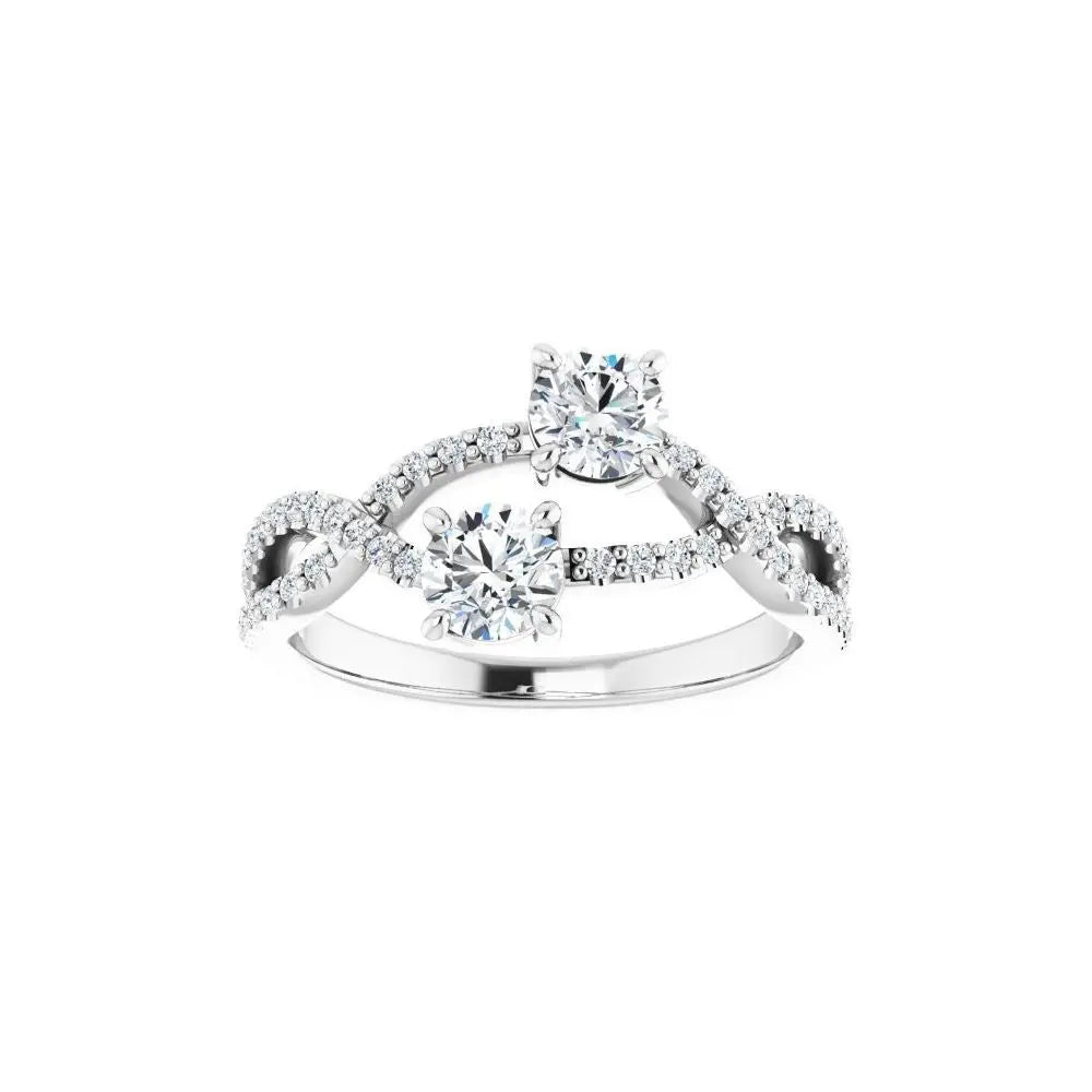 3/4 CT Natural Diamond Two-Stone Ring in 14K Gold