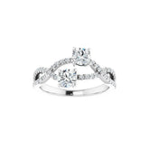 3/4 CT Natural Diamond Two-Stone Ring in 14K Gold