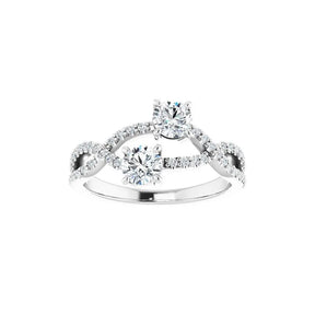 3/4 CT Natural Diamond Two-Stone Ring in 14K Gold