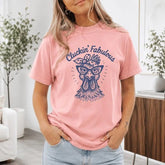 Cluckin' Fabulous Chicken Graphic T-Shirt | Light Pink Funny Farm Life Cotton Tee