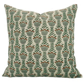 Decorative Block Print Linen Blend Pillow Cover - Lotus