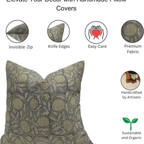 Bohemian Block Print Linen Blend Pillow Cover - Merakhi