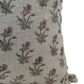 Floral Block Print Thick Linen Cushion Cover -Coastal Tulip
