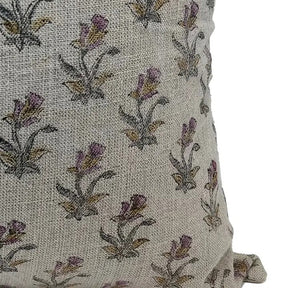 Floral Block Print Thick Linen Cushion Cover -Coastal Tulip