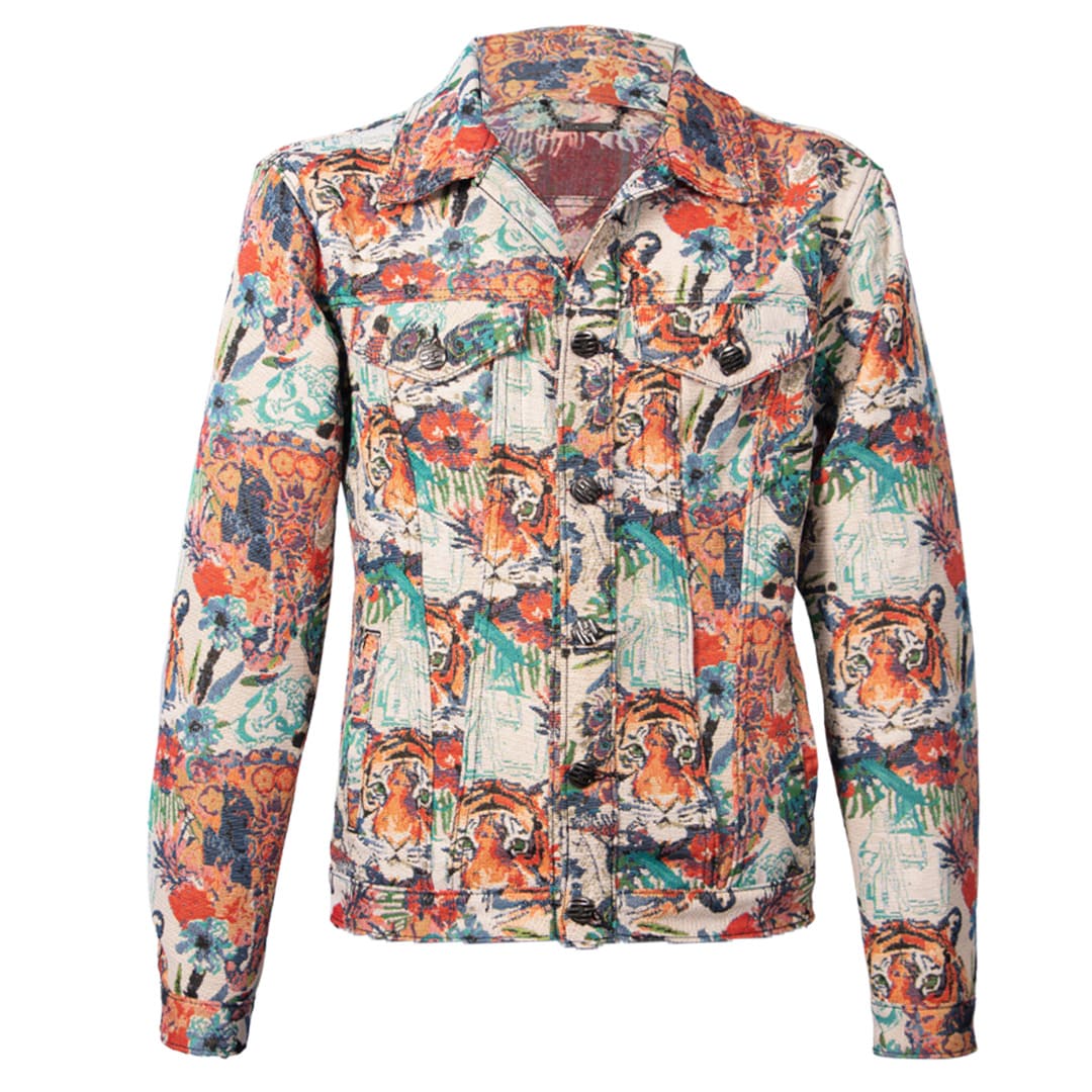 Tiger print denim jacket