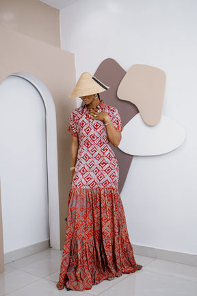 Ogbaluofu Kaftan Maxi Dress – Handmade Crepe Adire Elegance