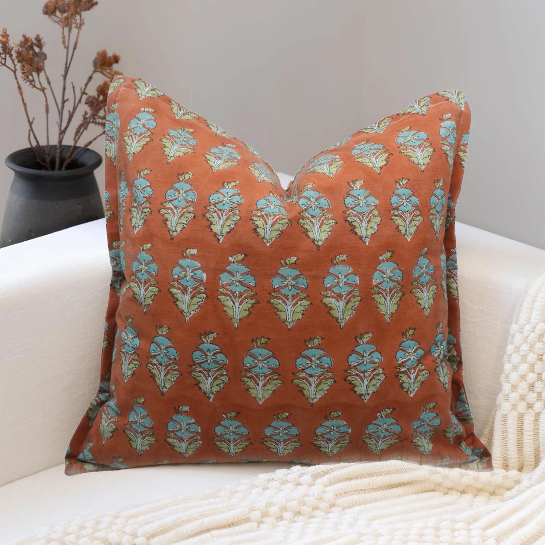 Handmade Brown Linen Blend Oxford Pillow Cover -  Mormukut