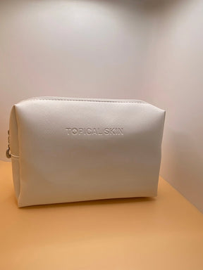 Vegan Saffiano Leather Classic Cosmetic Bag with zipper