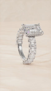 Emerald Cut Engagement Ring with Emerald Cut Side Diamonds