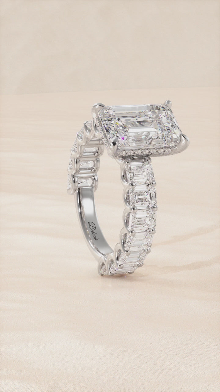 Emerald Cut Engagement Ring With Emerald Cut Side Diamonds
