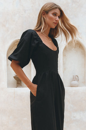 Heaven Bay Linen Jumpsuit - Black