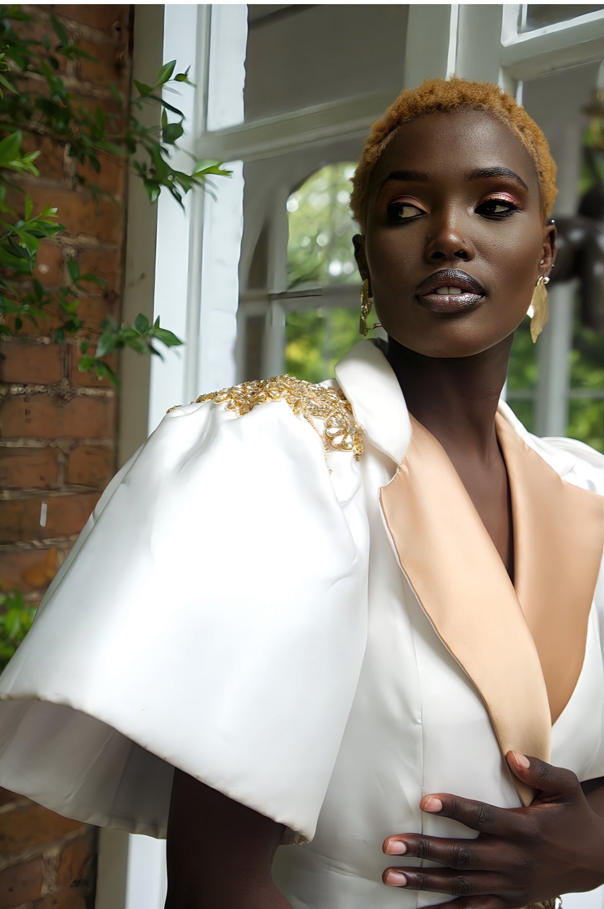 Ms Kabuki Embellished Suit Maxi- white