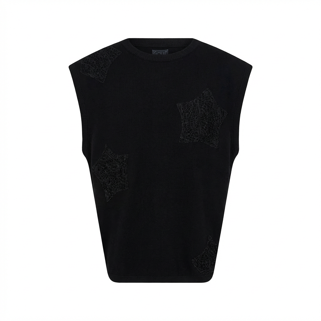 Sequin Patch Sleeveless Shirt